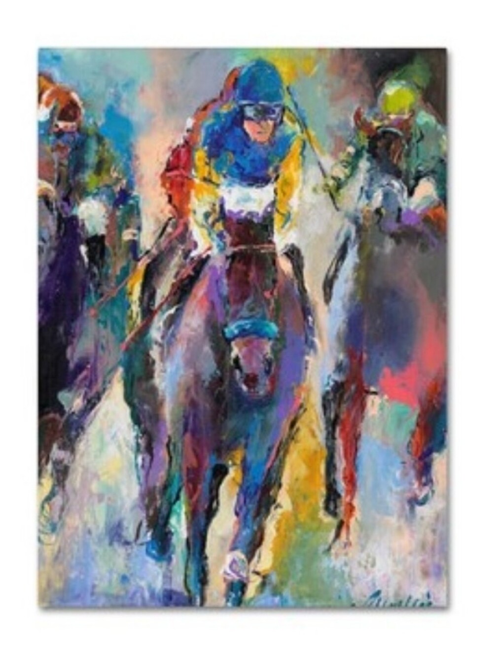 Richard Wallich Abstract Horse Racing Canvas Art - Multicolor